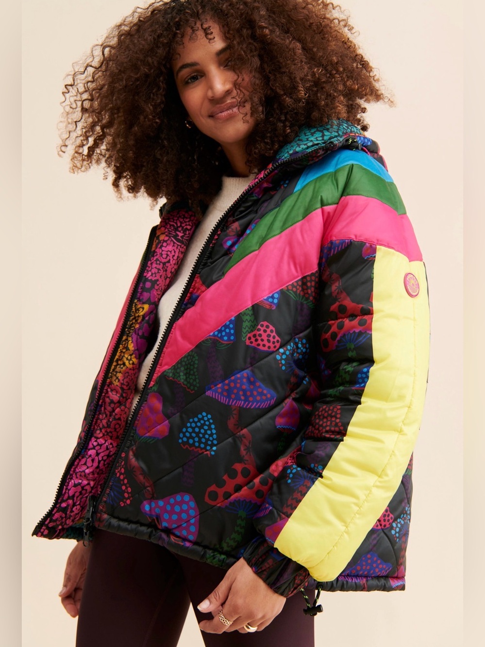 FARM Rio Colorblock Puffer Jacket reversible Coat - Picture 6 of 6